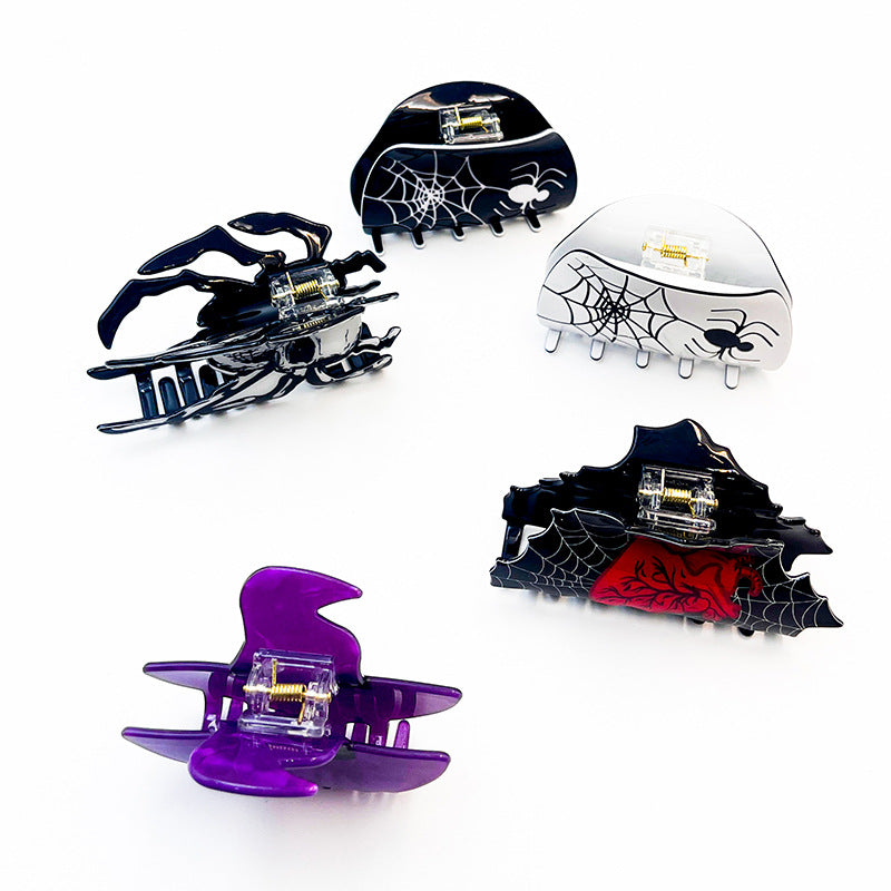 Wholesale Halloween Funny Spider Witch Acrylic Retro Hair Clip